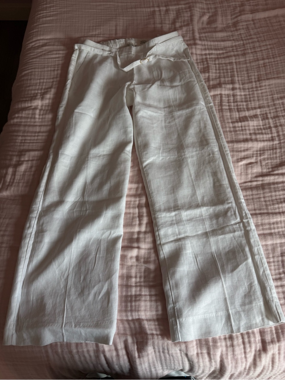 Abercrombie & Fitch White Linen Trouser Pants With Little Belt Detail 29R